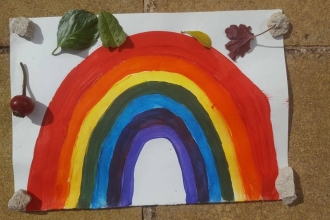 Painted picture of a rainbow 