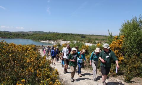 Local group exploring Meeth Quarry