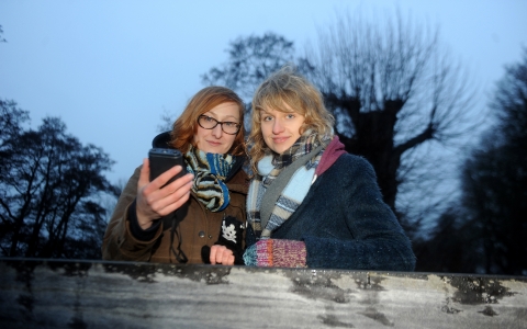 Ania & Becky recording bats in the evening