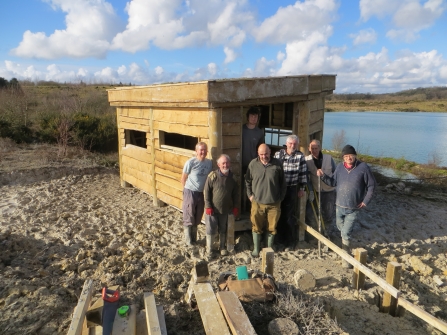 Volunteers building Meeth Quarry bird hide