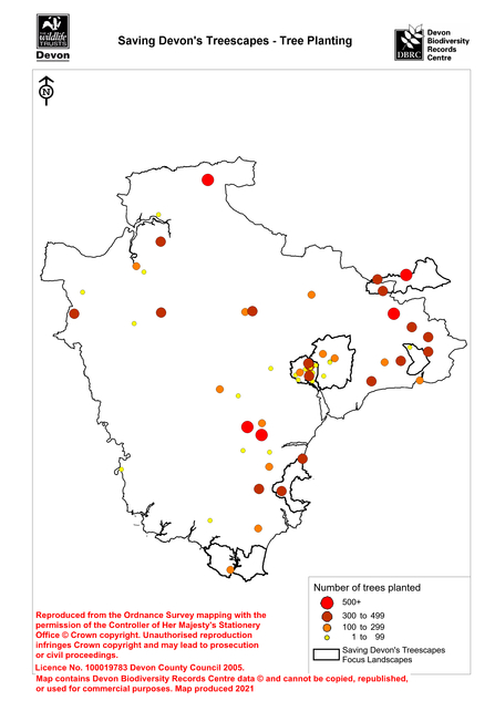 Saving Devon's Treescapes Tree planting map