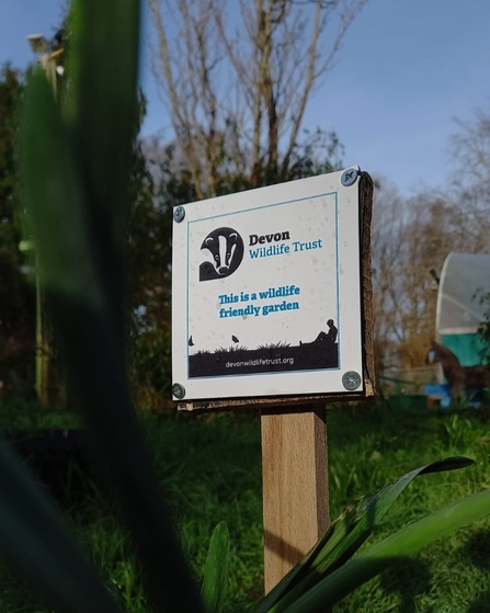 DWT's Wildlife Garden Award plaque on display in the garden