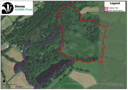 Map of Collaven Moor and DWT's Sourton Quarry reserve